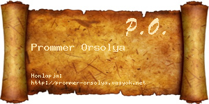 Prommer Orsolya névjegykártya
